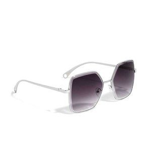 DIAMOND EDGE CUT LENS SUNGLASSES SILVER BLACK